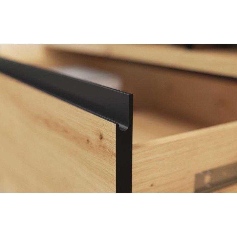 Loft Tasarımlı Artisan Meşe Siyah Mat TV Ünitesi 141x45 cm - 82120