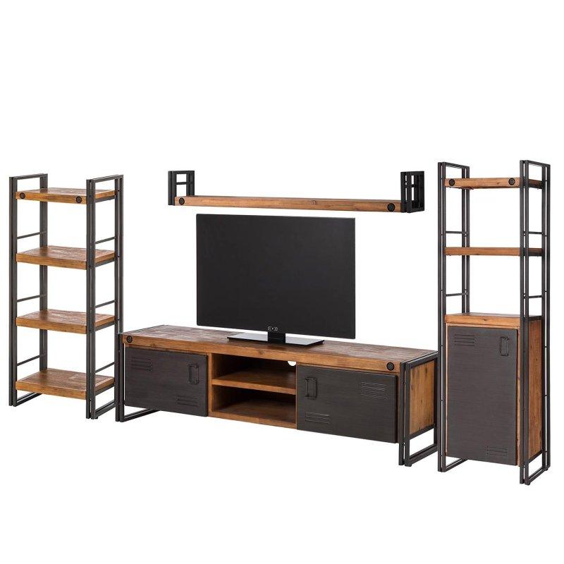 Manchester II Vitrinli TV Ünitesi 280x190 cm Antrasit Metal Detaylı - 81841