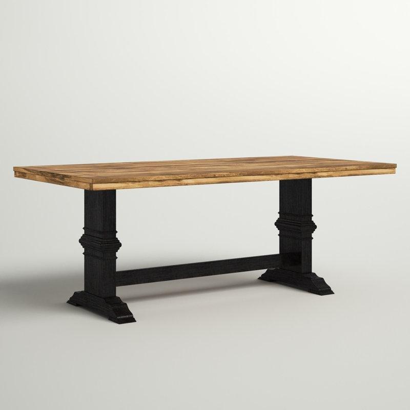 Masif Ahşap Yemek Masası Trestle Tabanı Oak Rengi 76x200x100 cm - 82477