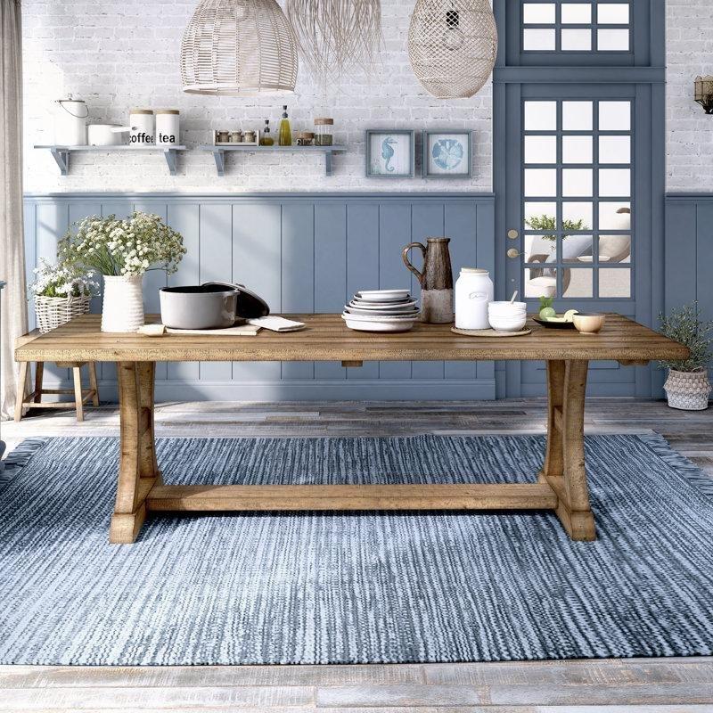 Masif Çam Ahşap Yemek Masası 96x42 cm Trestle Tabanı Kahverengi - 82489