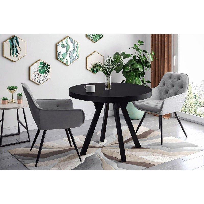 Mat Siyah Açılır Yuvarlak Yemek Masası 100-250 cm Metal Ayaklı - 82912