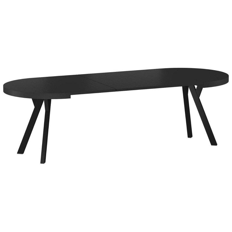 Mat Siyah Açılır Yuvarlak Yemek Masası 100-250 cm Metal Ayaklı - 82912