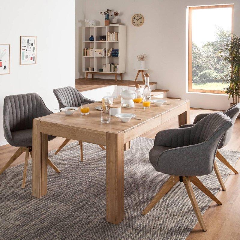 Meşe Masif Ahşap Açılır Yemek Masası 160x90 cm Beyaz Yağlı - 82621