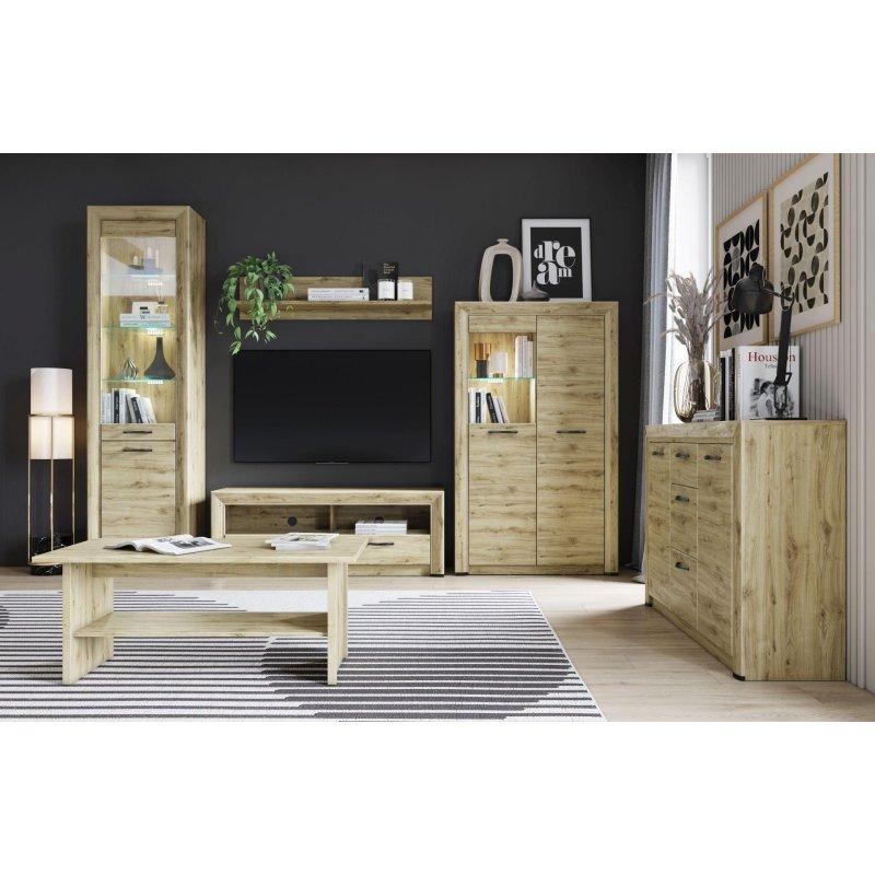 Meşe Navarra Renkli 136 cm Genişliğinde 2 Çekmeceli Açık Raflı TV Ünitesi - 81988