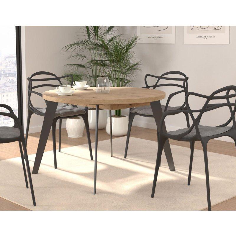 Meşe Zanaatkar Rengi Açılır Yuvarlak Yemek Masası 110-155 cm - 82894