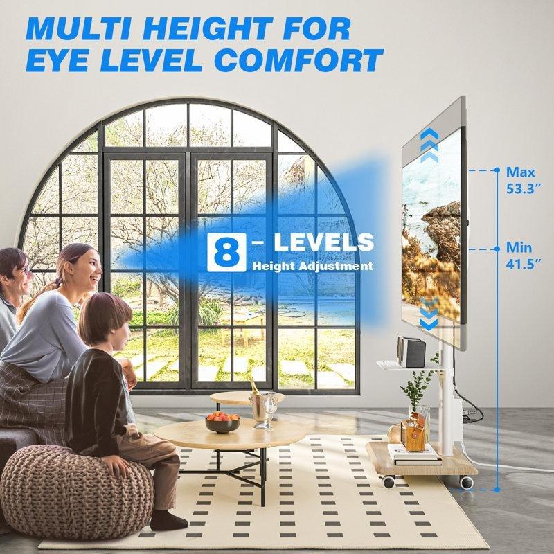 Metal Gövdeli Ayarlanabilir 55 cm Tekerlekli TV Standı - 81391
