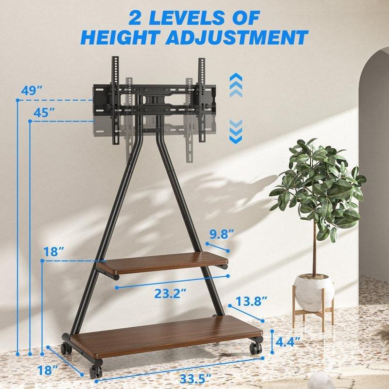 Metal Gövdeli Üçgen Yapılı Tekerlekli TV Standı 43-80 İnç 68 cm Genişlik - 81442