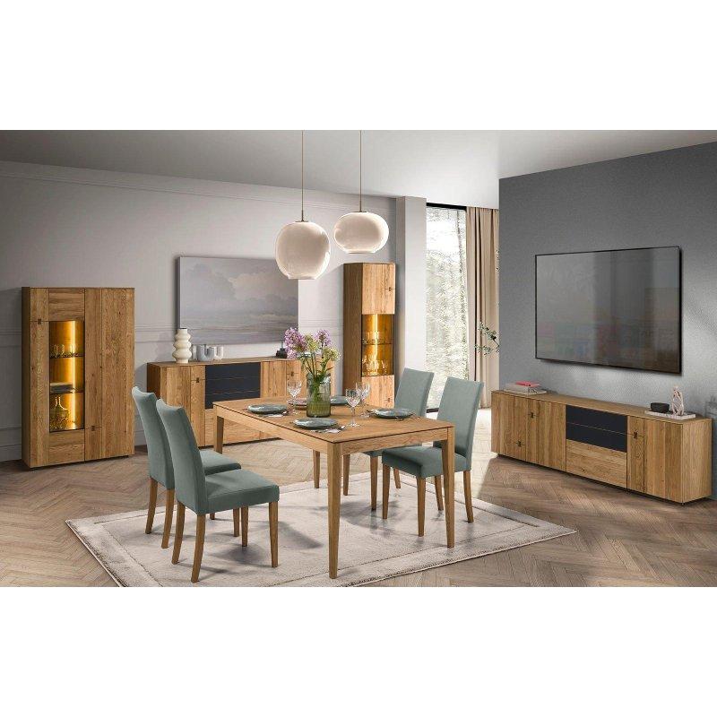 Minura Doğal Meşe ve Grafit Renkli 195 cm Vitrinli TV Ünitesi - 82132