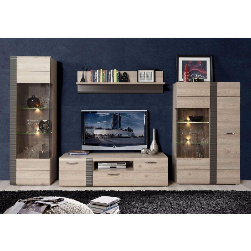 Nelson Meşe Renkli Modern Vitrinli TV Ünitesi 160x43 cm - 82012