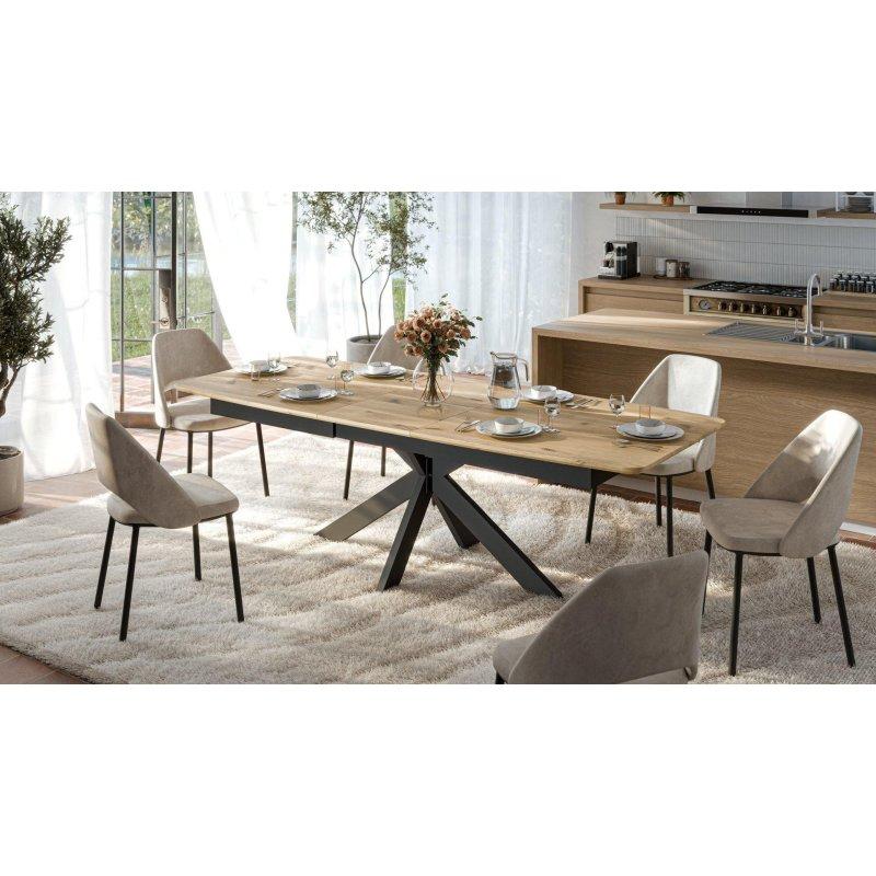 Orlo Açılabilir Masif Ahşap Yemek Masası 200x100 cm Retro Meşe - 82930