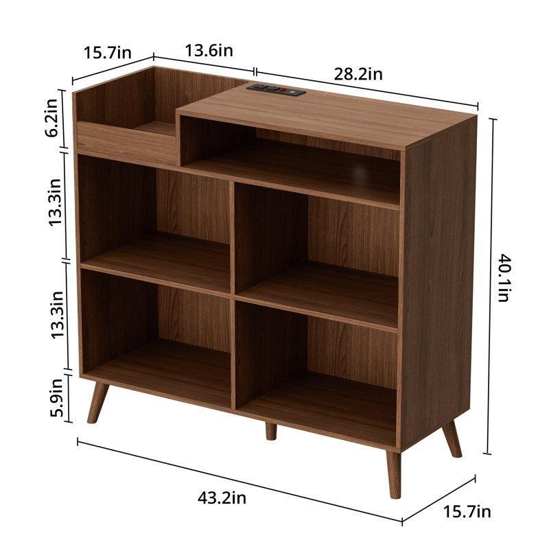 Orta Yüzyıl Modern Tasarımlı Ahşap Plak Dolabı 110x40x40 cm - 81736