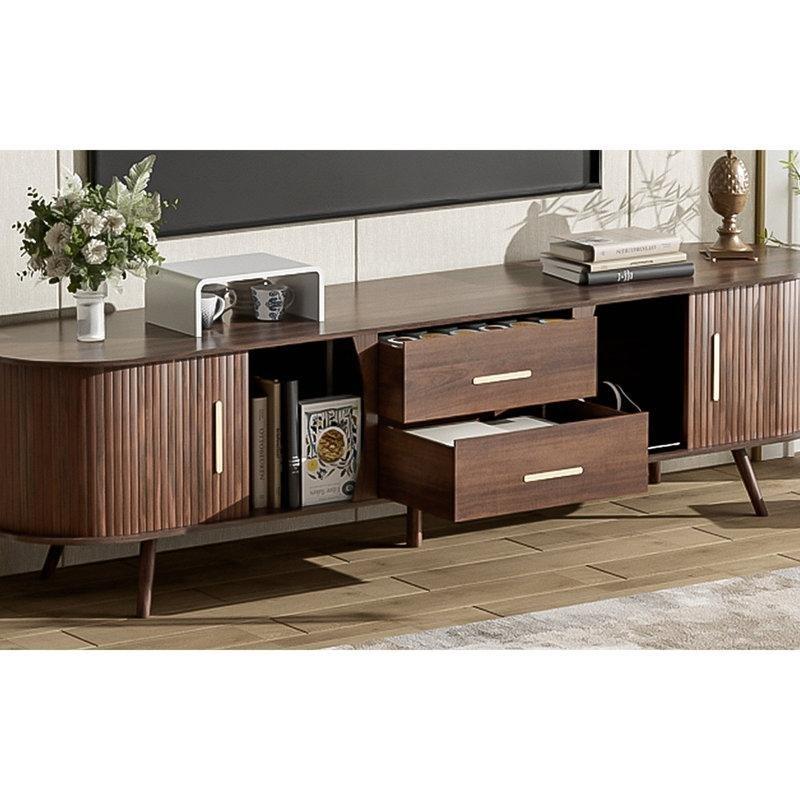Orta Yüzyıl Modern Tasarımlı Koyu Kahverengi TV Konsolu 180 cm - 80809
