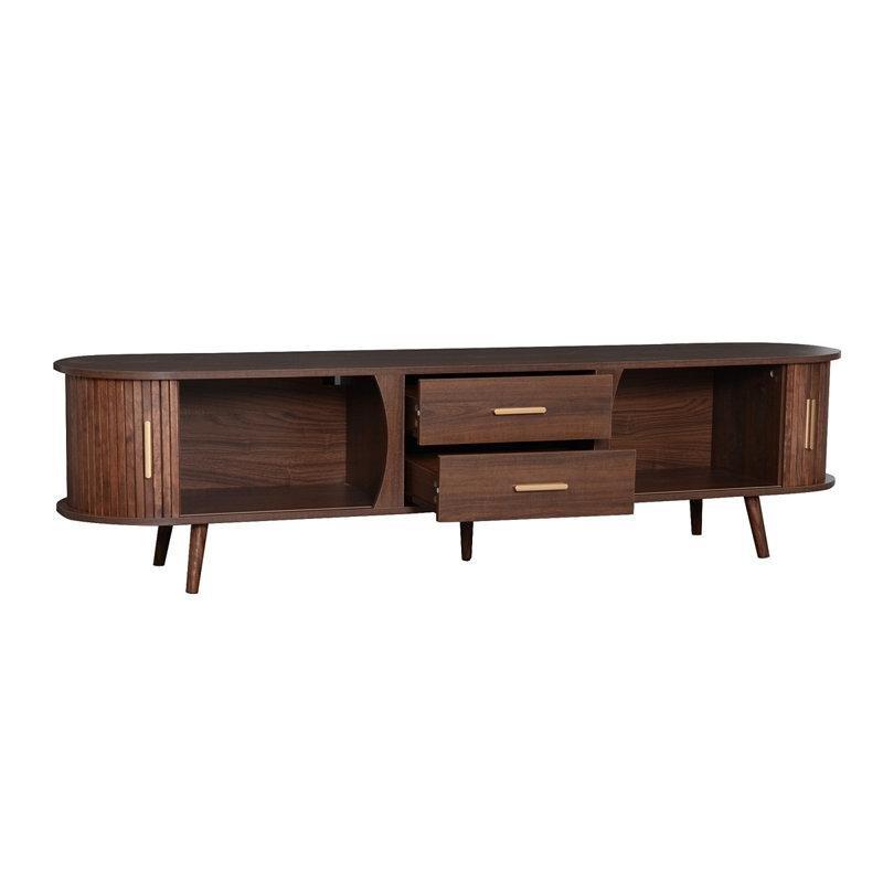 Orta Yüzyıl Modern Tasarımlı Koyu Kahverengi TV Konsolu 180 cm - 80809