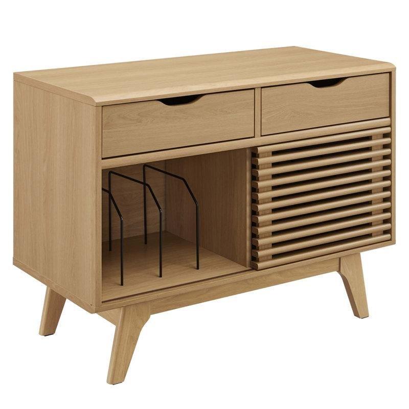 Orta Yüzyıl Tasarımlı Ceviz Renkli Plak Dolabı 93x45x43 cm - 81727