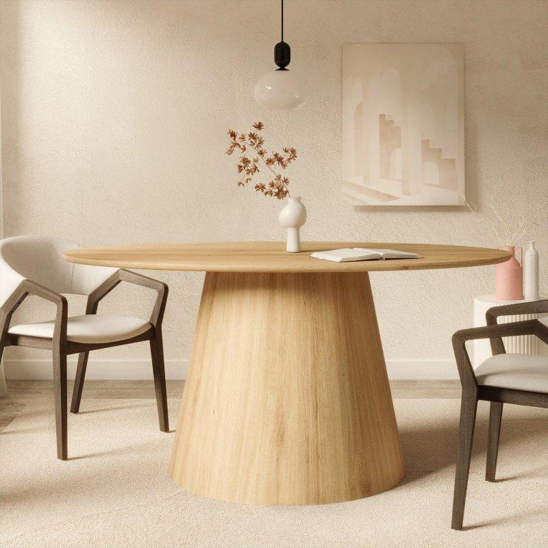Oval Tasarımlı Ash Kaplama MDF Yemek Masası 160x90 cm - 82873