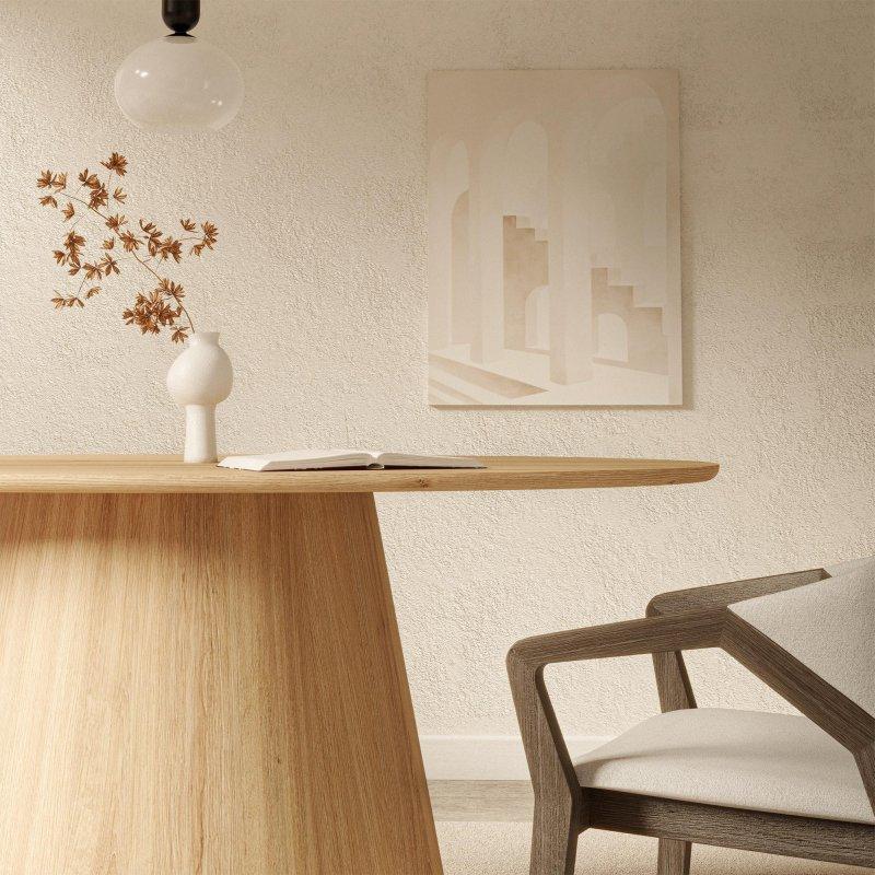 Oval Tasarımlı Ash Kaplama MDF Yemek Masası 160x90 cm - 82873