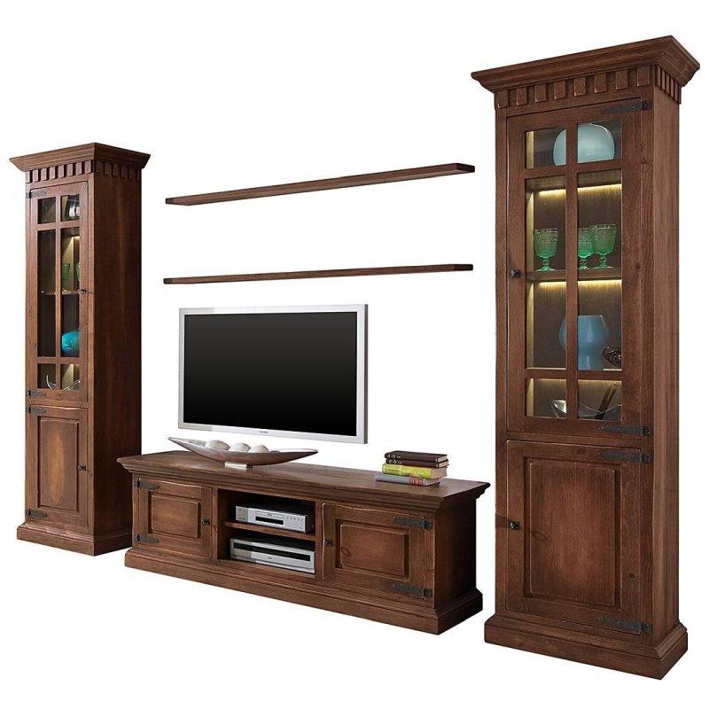 Panya Masif Çam Ahşap 300x214 cm Vitrinli TV Ünitesi - 81802