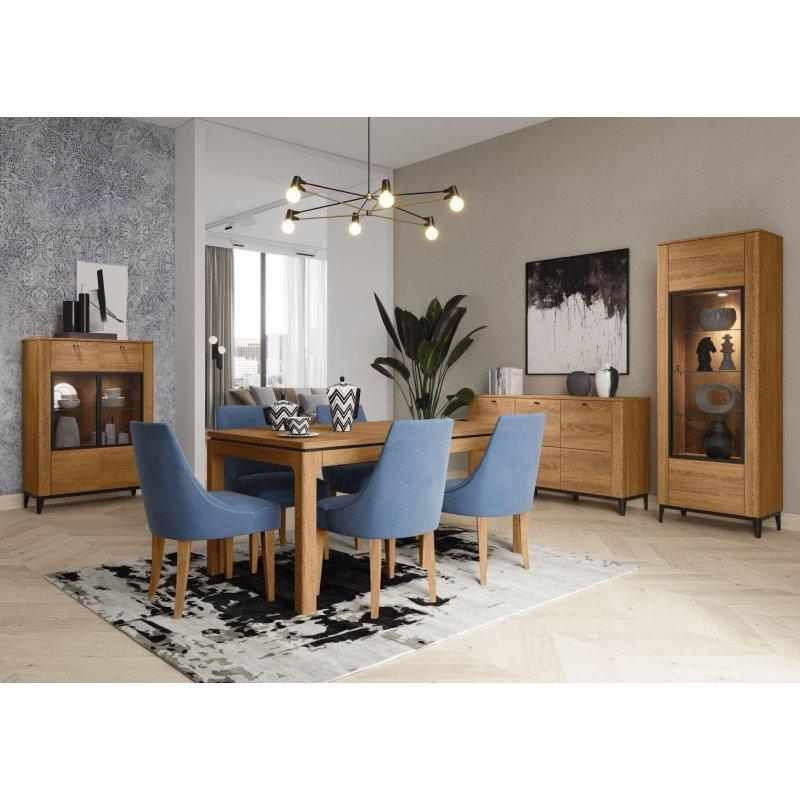 Porto Açılır Masif Ahşap Yemek Masası 160-250 cm Gold Meşe Mat Siyah - 82942