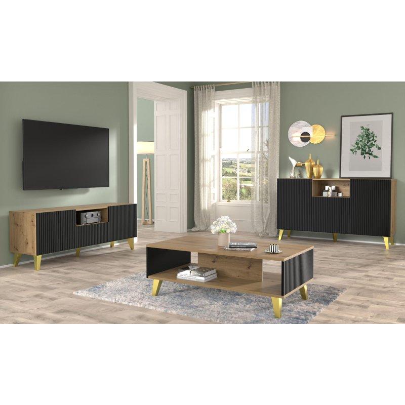 Ravenna Siyah Detaylı Açık Ceviz 150 cm TV Ünitesi - 80491