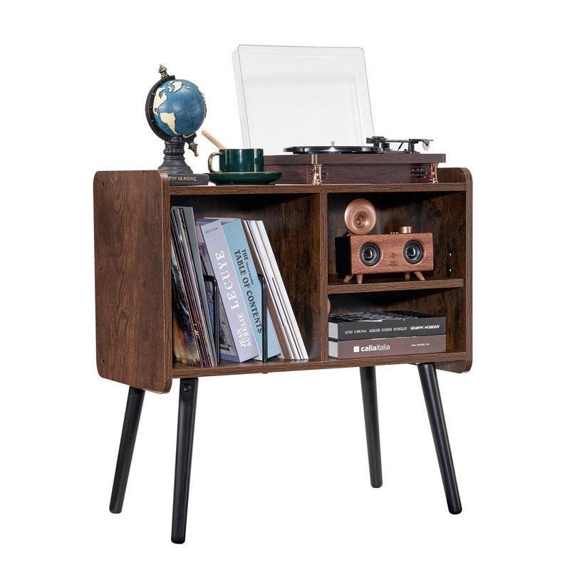 Retro Brown Masif Ahşap Plak Dolabı 68x66x35 cm - 81586