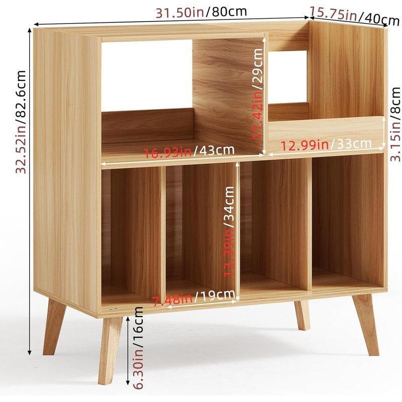Retro Tasarımlı Ahşap Plak Dolabı 80x40x83 cm - 81538