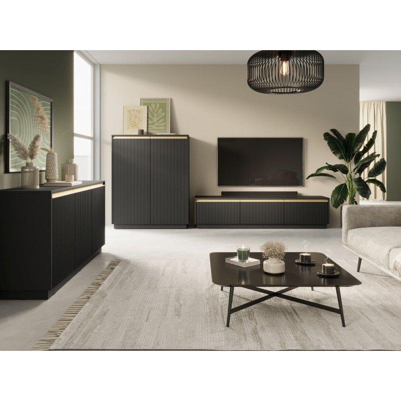 Royal Siyah Gold Şeritli 182 cm Vitrinli TV Ünitesi - 81946