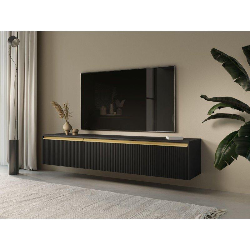 Royal Siyah Gold Şeritli 182 cm Vitrinli TV Ünitesi - 81946
