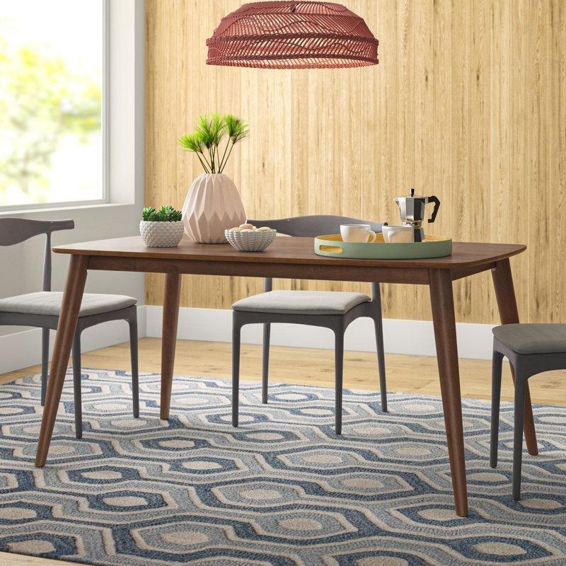 Rubberwood Masif Ahşap Yemek Masası 160x90 cm Konik Bacaklı - 82537