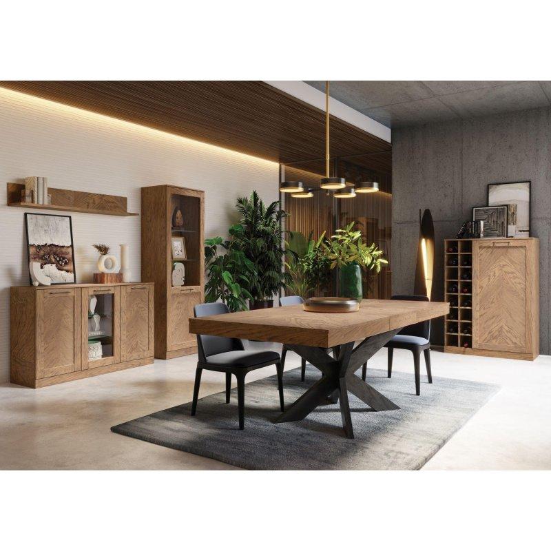 Rustik Meşe Açılır Yemek Masası 160-210x95 cm Siyah Çapraz Ayaklı - 82972