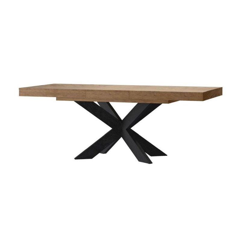 Rustik Meşe Açılır Yemek Masası 160-210x95 cm Siyah Çapraz Ayaklı - 82972