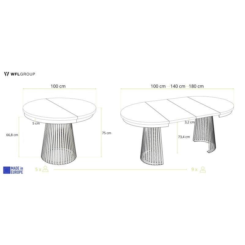 Scala Ahşap Görünümlü Açılır Yuvarlak Yemek Masası 100 cm - 82591