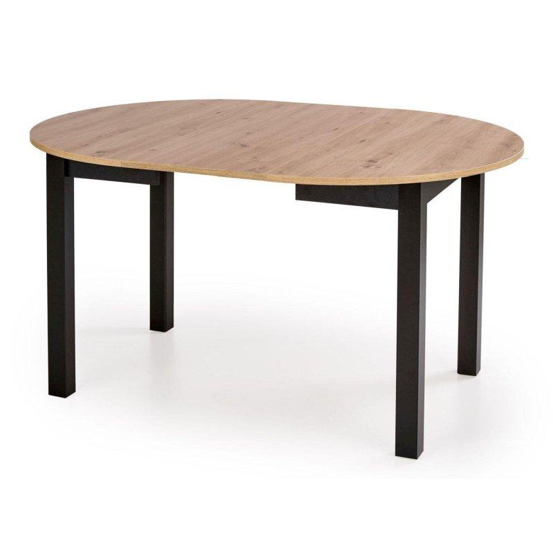 Siyah Ayaklı Meşe Zanaatkar Açılır Yuvarlak Yemek Masası 102x102 cm - 82903