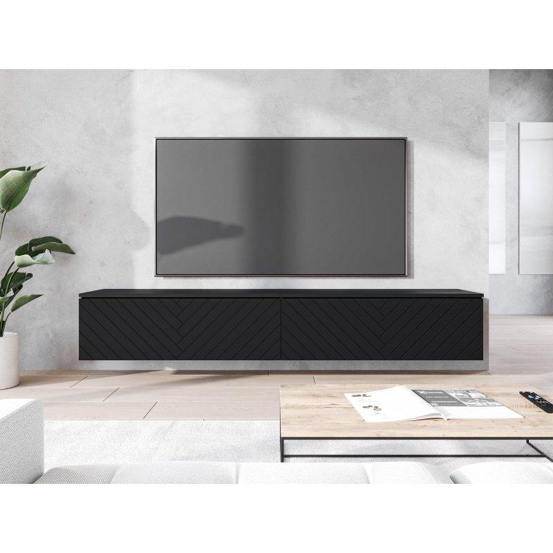 Siyah Çizgili Desen MDF TV Ünitesi 180x30x33 cm - 80599