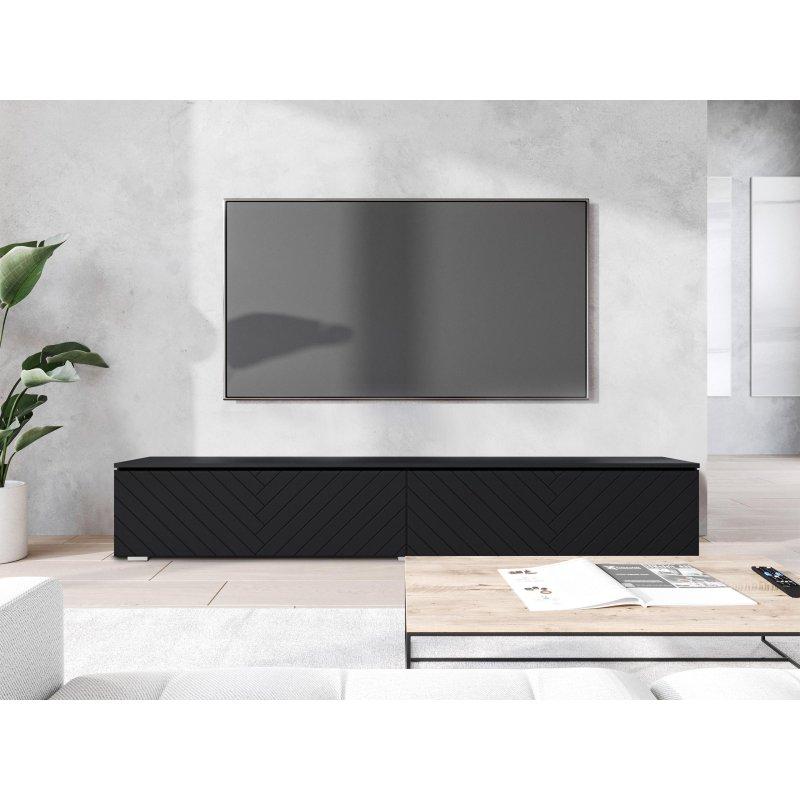 Siyah Çizgili Desen MDF TV Ünitesi 180x30x33 cm - 80599
