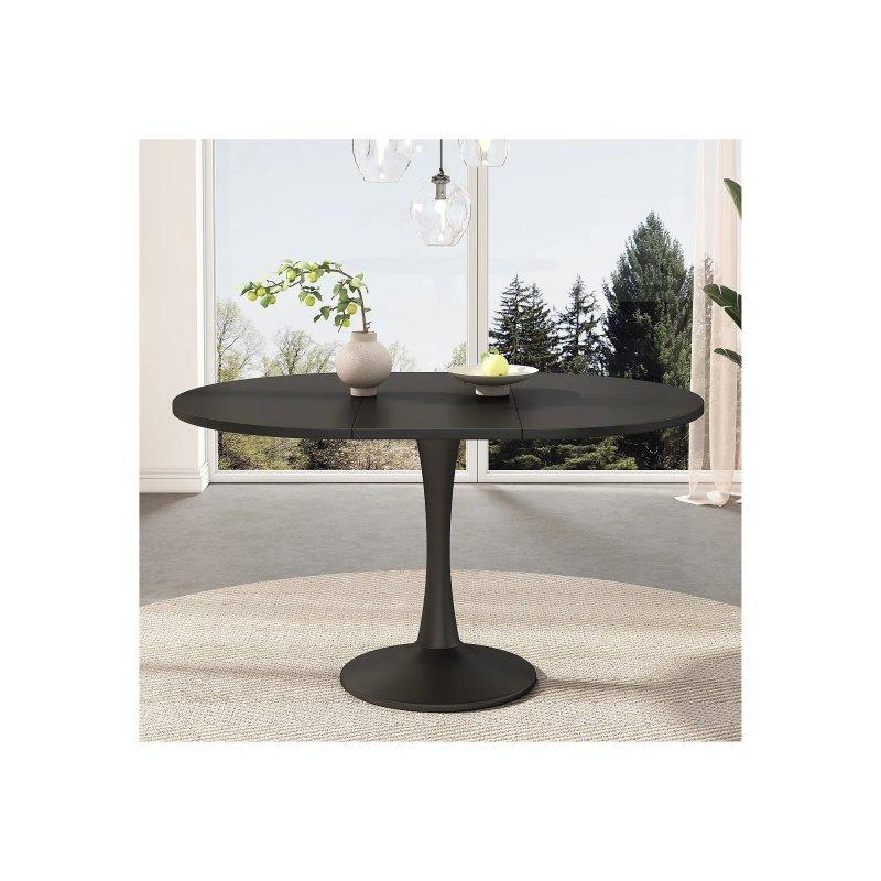 Siyah Endüstriyel MDF Açılır Yuvarlak Yemek Masası 100-140 cm - 83062