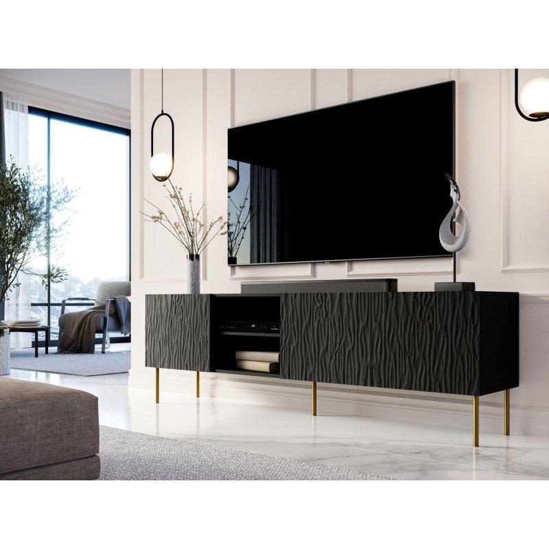Siyah Gold Detaylı Modern Vitrinli TV Ünitesi 190 cm - 81970
