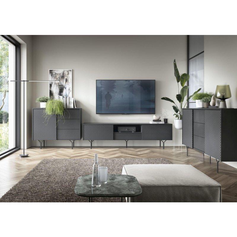 Siyah Grafit Raven TV Ünitesi 180 cm Modern Loft Tasarım - 82156