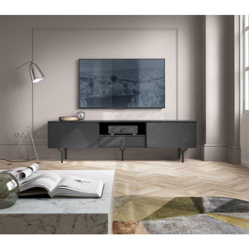 Siyah Grafit Raven TV Ünitesi 180 cm Modern Loft Tasarım - 82156