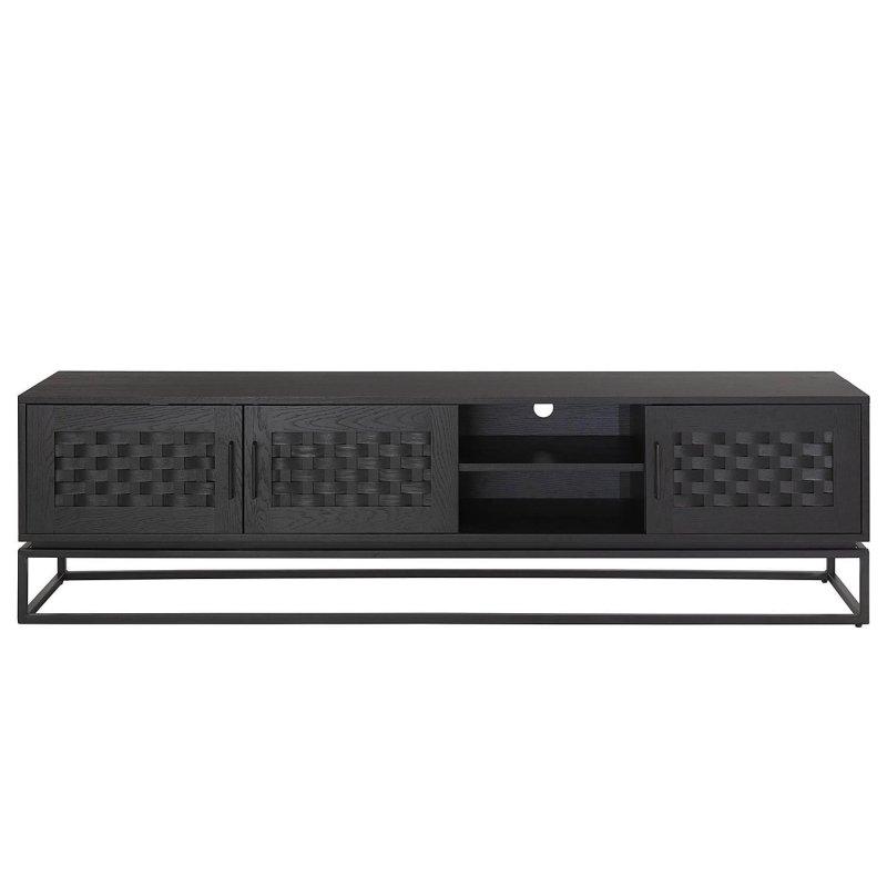 Siyah Kaplamalı 200 cm Poplar TV Ünitesi Metal Ayaklı - 80773