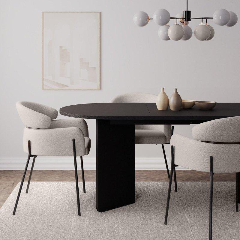 Siyah Laminat Açılır Yuvarlak Yemek Masası 140-200 cm - 82819