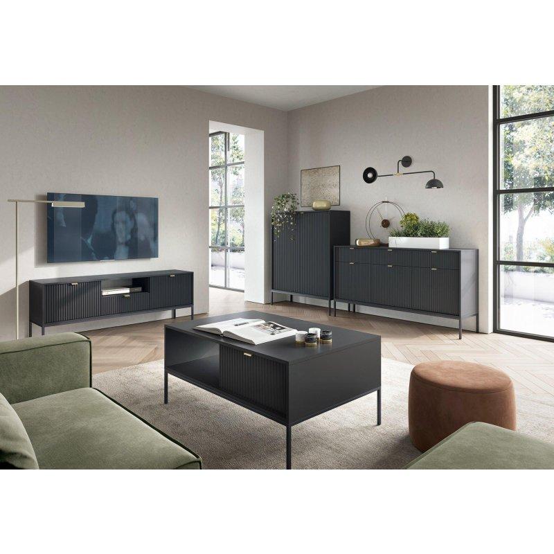 Siyah Laminat Vitrinli TV Ünitesi 154 cm - 82309