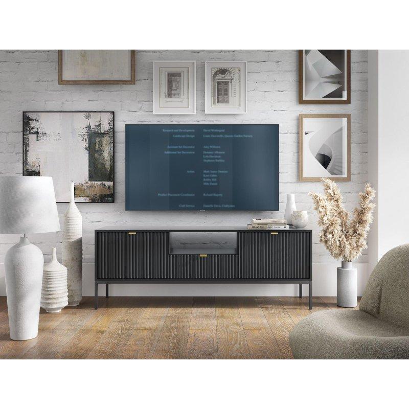 Siyah Laminat Vitrinli TV Ünitesi 154 cm - 82309