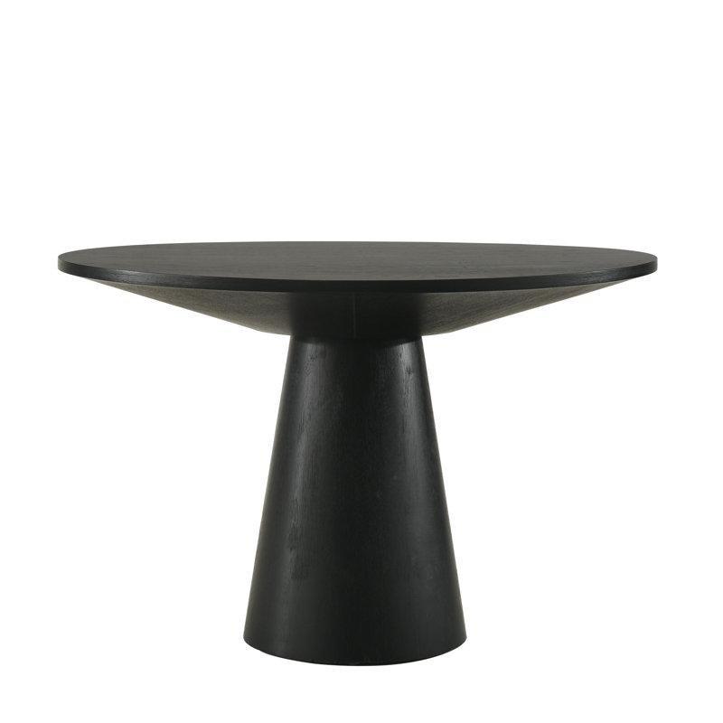 Siyah Masif Ahşap Pedestal Yemek Masası 122 cm Çapında - 82564