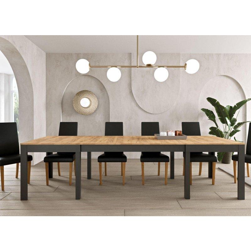 Siyah Metal Ayaklı Açılır Mekanizmalı Yemek Masası 160-300x90 cm Craft Ahşap Üst - 82999