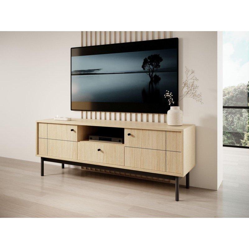 Siyah Metal Ayaklı Doğal Ahşap TV Ünitesi 154 cm - 82159