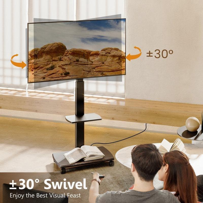 Siyah Metal Gövdeli Raflı Tekerlekli TV Standı 147 cm - 81409