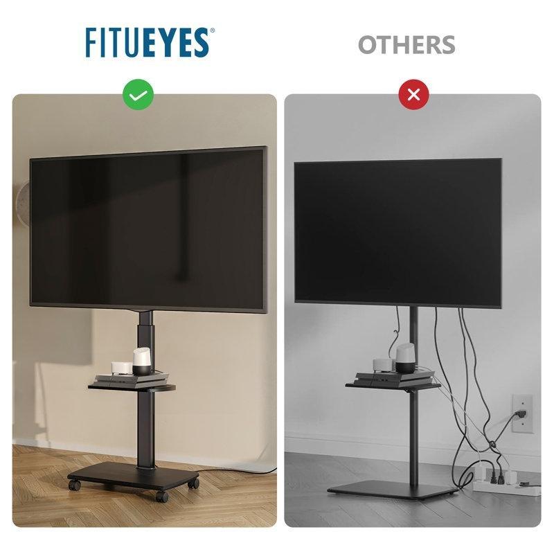 Siyah Metal Gövdeli Raflı Tekerlekli TV Standı 147 cm - 81409