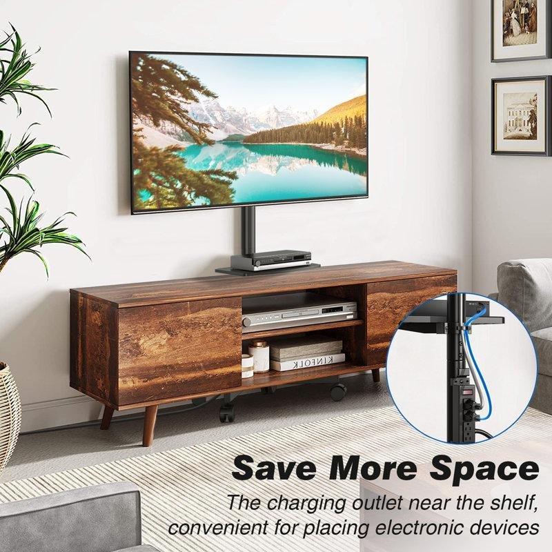 Siyah Metal Tekerlekli TV Standı 54x41x144 cm - 81355