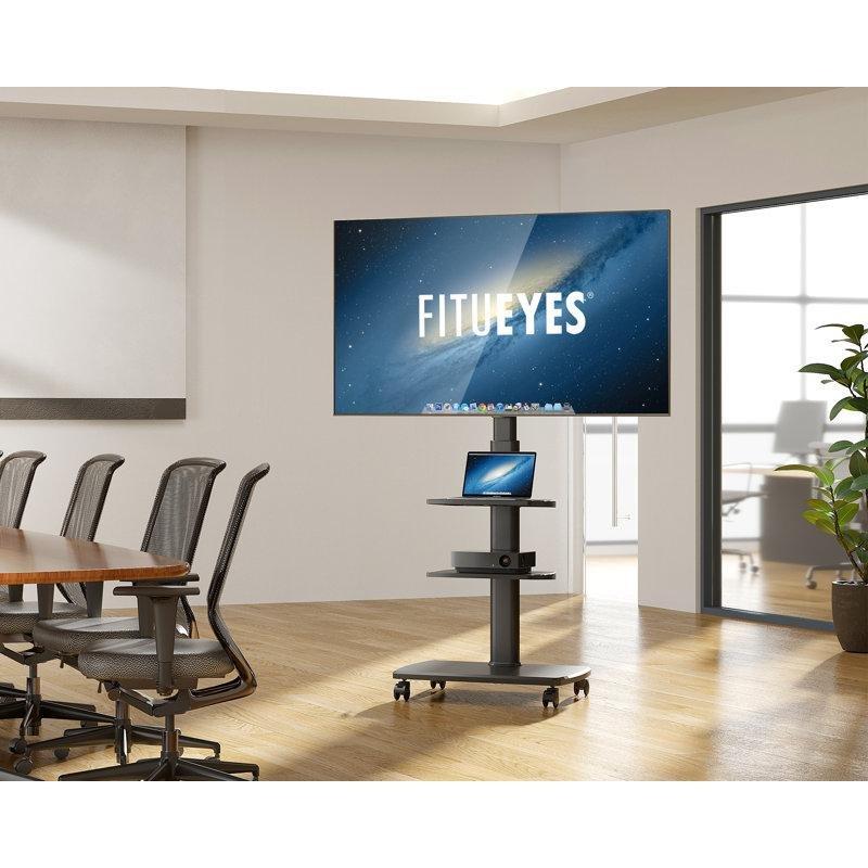 Siyah Metal ve MDF Ahşap Yapılı 40 cm Genişliğinde Tekerlekli TV Standı - 81385