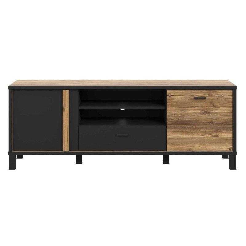 Siyah ve Alpejski Çam Renkli 155 cm Genişliğinde Modern TV Ünitesi - 82282